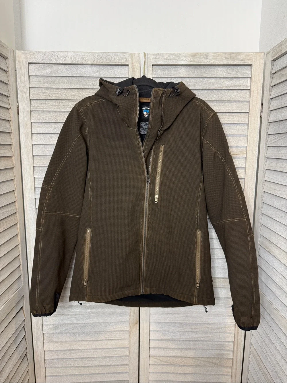 KÜHL Relik Hoody Vintage Patina Brown Fleece Lined Softshell Jacket Men’s Size M